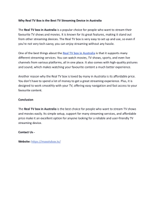 Why Real TV Box is the Best TV Streaming Device in Australia