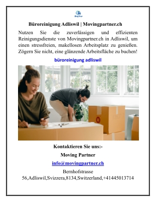 Büroreinigung Adliswil  Movingpartner.ch