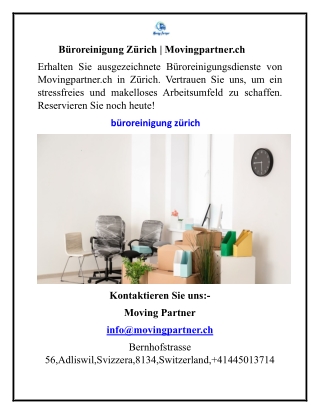 Büroreinigung Zürich  Movingpartner.ch
