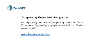 Paraphrasing Online Free Zerogpt.com