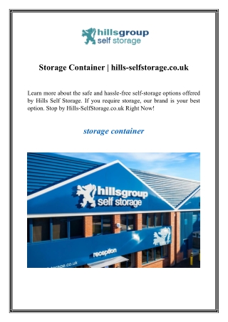 Storage Container  hills-selfstorage.co.uk