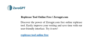 Rephrase Tool Online Free Zerogpt.com