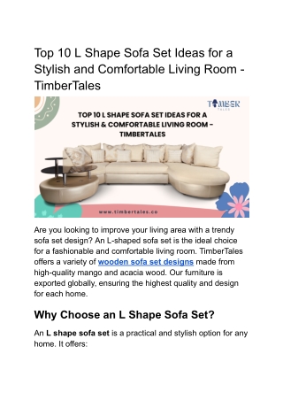 Top 10 L Shape Sofa Set Ideas for a Stylish and Comfortable Living Room - TimberTales