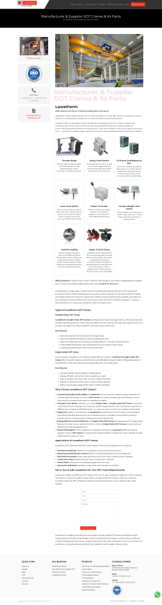 Premium EOT Crane Parts for the Steel Industry – Lawatherm, India