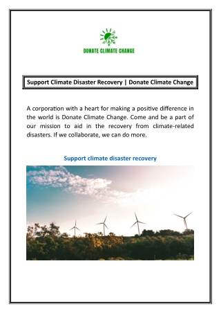 Support Climate Disaster Recovery | Donate Climate Change