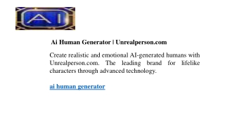 Ai Human Generator Unrealperson.com