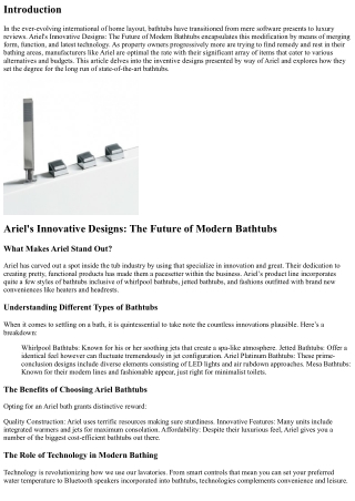 Ariel's Innovative Designs: The Future of Modern Bathtubs