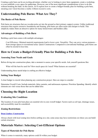 How to Create a Budget-Friendly Plan for Building a Pole Barn