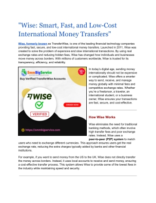 _Wise_ Smart, Fast, and Low-Cost International Money Transfers_