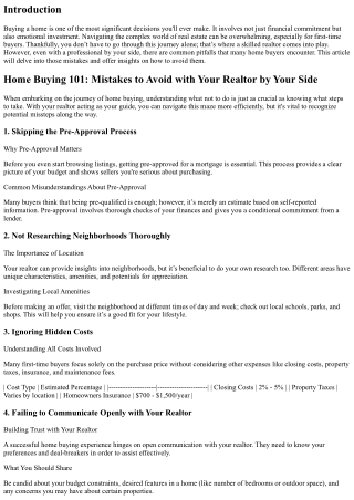 Home Buying 101: Mistakes to Avoid with Your Realtor by Your Side