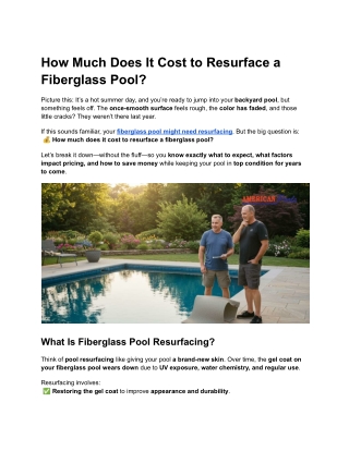 How Much Does It Cost to Resurface a Fiberglass Pool_