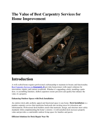 The Value of Best Carpentry Services for Home Improvement