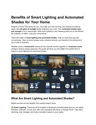 Smart Lighting and Automated Shades for Your Home