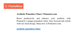 Aesthetic Pomodoro Timer Pomonow.com