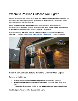 Where to Position Outdoor Wall Light_