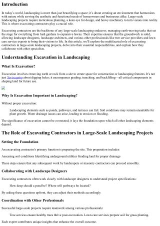 The Role of Excavating Contractors in Large-Scale Landscaping Projects