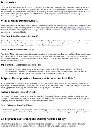 Is Spinal Decompression a Permanent Solution for Back Pain?