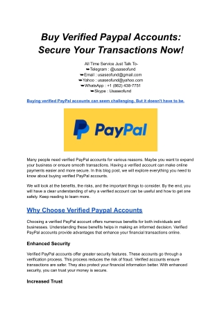 Buy Verified Paypal Accounts_ Secure Your Transactions Now