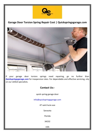 Garage Door Torsion Spring Repair Cost  Quickspringsgarage.com