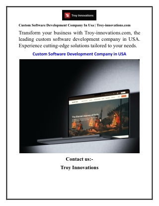 Custom Software Development Company In Usa  Troy-innovations.com