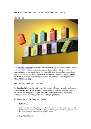 How Much Does Geek Bar Pulse Cost? Find Out Here!