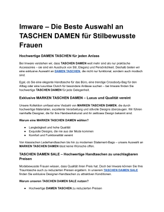 Imware – Die Beste Auswahl an TASCHEN DAMEN für Stilbewusste Frauen