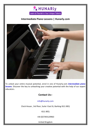 Intermediate Piano Lessons  Hunarly.com