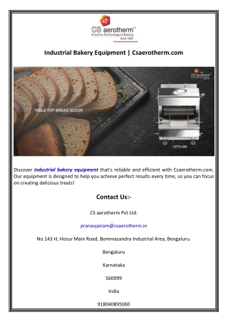 Industrial Bakery Equipment  Csaerotherm.com