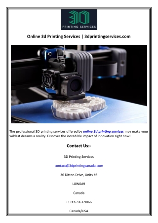 Online 3d Printing Services  3dprintingservices.com