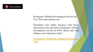 Ecommerce Website Development Services In Usa  Troy-innovations