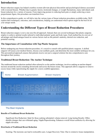 Understanding the Different Types of Breast Reduction Procedures