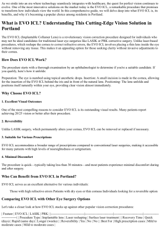 What is EVO ICL? Understanding This Cutting-Edge Vision Solution in Portland”