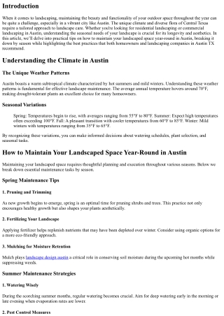 “How to Maintain Your Landscaped Space Year-Round in Austin”