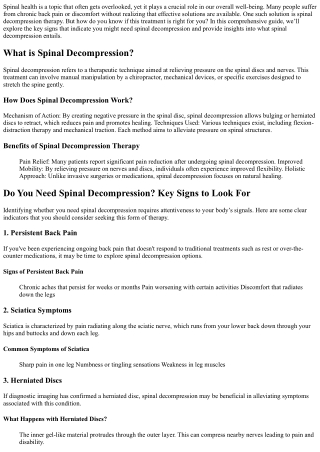 Do You Need Spinal Decompression? Key Signs to Look For