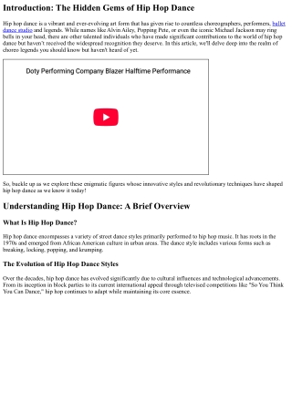 Choreo Legends You Should Know But Haven't Heard Of Yet!