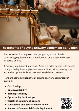 The Benefits of Buying Brewery Equipment at Auction
