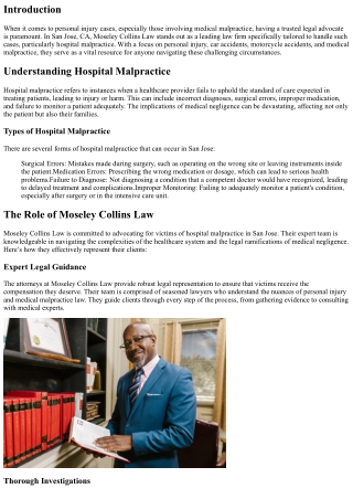 Moseley Collins Law: Your Advocate Against Hospital Malpractice in San Jose
