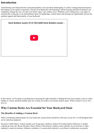 Elevate Your Backyard with Stunning Custom Fencing and Deck Solutions!