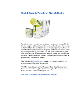 Steel & Ceramic Tumblers _ BistroToRestro