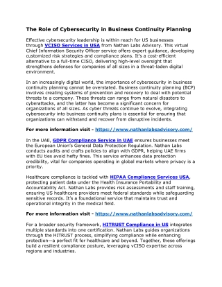 The Role of Cybersecurity in Business Continuity Planning