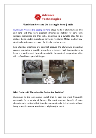 Aluminium Pressure Die Casting in Pune