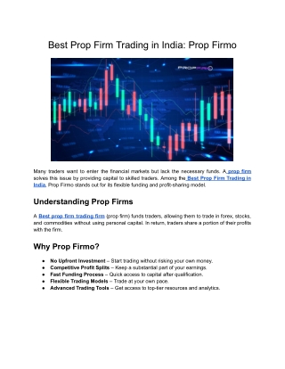Best Prop Firm Trading in India: Prop Firmo