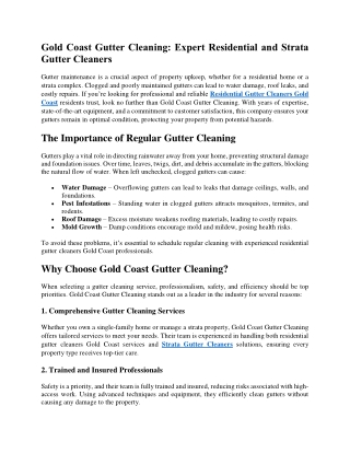 Gold Coast Gutter Cleaning Expert Residential and Strata Gutter Cleaners