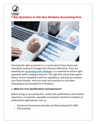 7 Key Questions to Ask Your Brisbane Accounting Firm