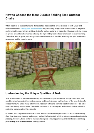 How to Choose the Most Durable Folding Teak Outdoor Chairs