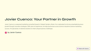Javier Cuenca: Strategic Marketing Consultant in Hialeah Gardens, Miami