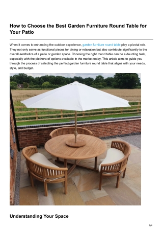 How to Choose the Best Garden Furniture Round Table for Your Patio