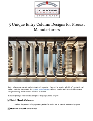 5 Unique Entry Column Designs for Precast Manufacturers
