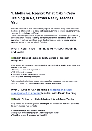 Myths vs. Reality_ What Cabin Crew Training in Rajasthan Really Teaches You