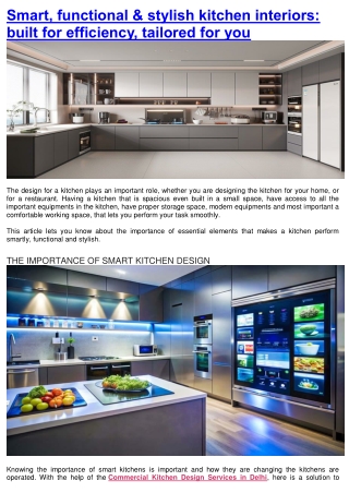 Smart, functional & stylish kitchen interiors built for efficiency, tailored for you